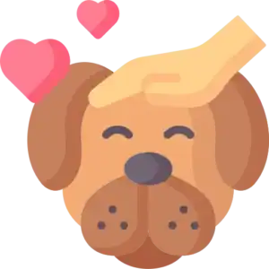 Peluche de perro con corazones, figura de peluche adorable y suave.