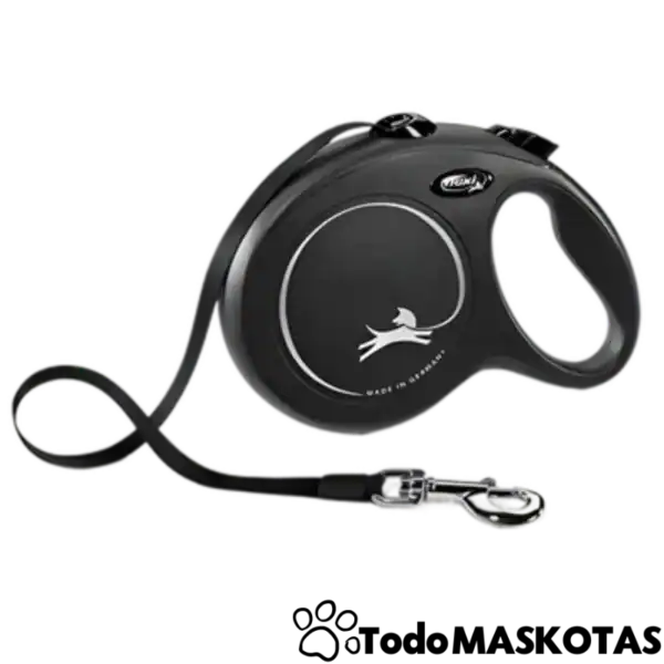 Mochila con correa retráctil y logo de nadador en negro y gris para mascotas.