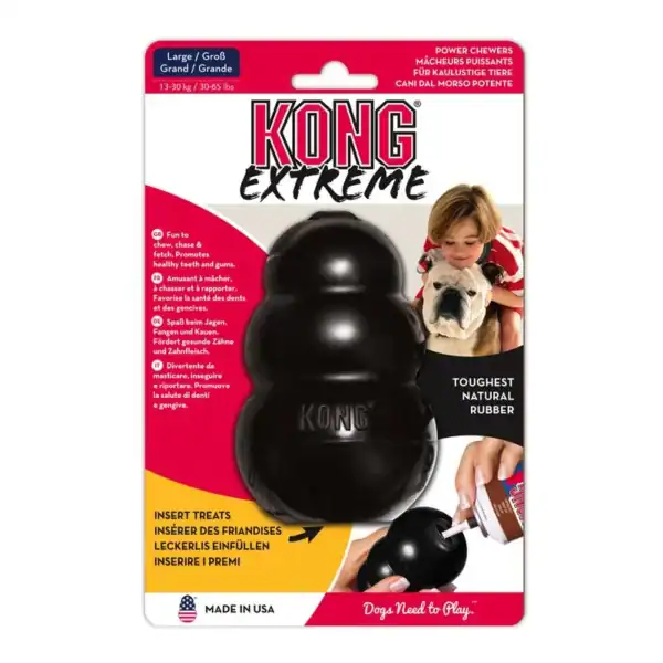 KONG Extreme juguete para perros, fuerte y duradero, con inserto de premios, ideal para masticadores agresivos.