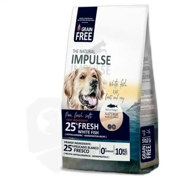 Grain Free pienso para perros, pescado blanco, 10kg.