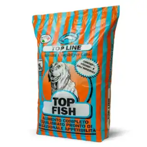 Alimento para perros Top Fish, completo y equilibrado, con vitaminas y minerales.