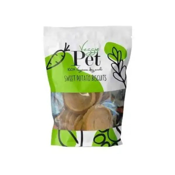 Bocadillos de patata dulce ecológicos para mascotas, sin conservantes ni aditivos.