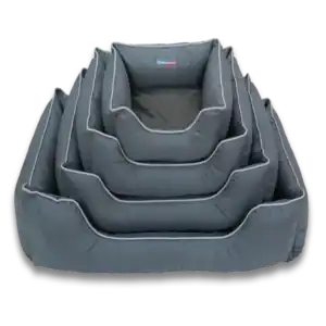 Cestas para mascotas gris acolchadas y plegables, tamaño ajustable.