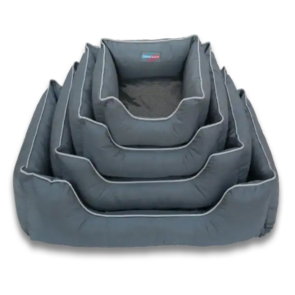 Cestas para mascotas gris acolchadas y plegables, tamaño ajustable.