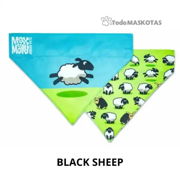 Colorido pañuelo con ovejas negras en diseño divertido para niños y adultos, ideal como accesorios o regalos de mascotas y niños.