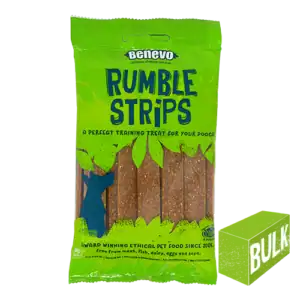 Rumble Strips para entrenamiento canino, premio ético para perros, snack natural, sin cereales.