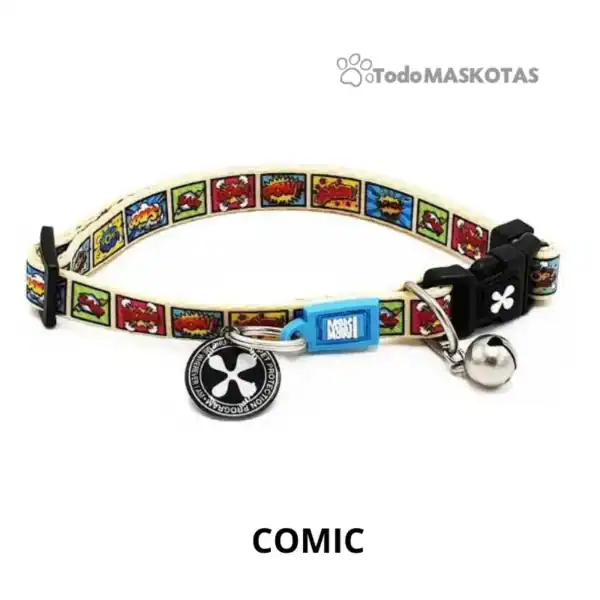 Collar de mascota con diseño de cómic, con charms y accesorios divertidos, para perros y gatos.
