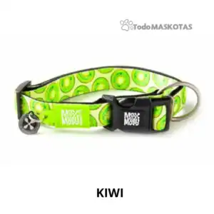 Collar para perros con diseño de kiwis y reflector visible. Perfecto para mascotas en actividades al aire libre y paseos seguros.