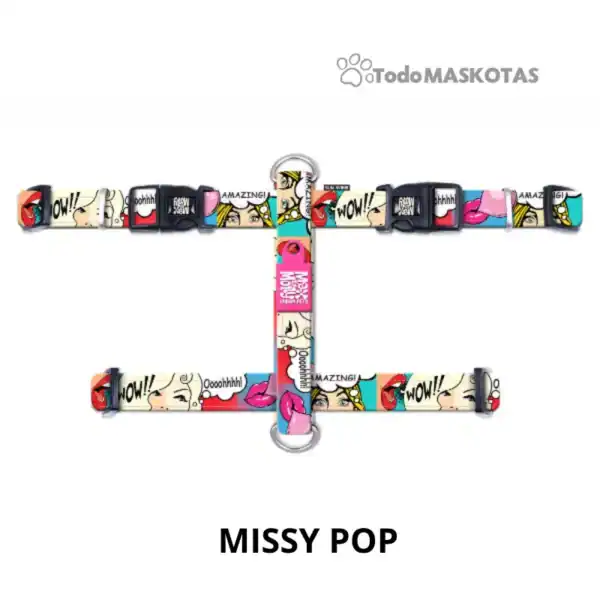 Alt: Correa para mascotas con diseño pop art y personajes de cómic, ideal para paseos divertidos.