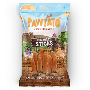 Palo de golosinas para perros Pawtato, snack natural para mascotas bondad, saludable y delicioso.