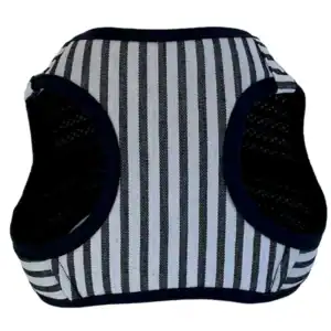 Almohadilla de malla para perros con diseño a rayas negras y blancas para entrenamiento y comodidad.