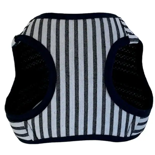 Almohadilla de malla para perros con diseño a rayas negras y blancas para entrenamiento y comodidad.