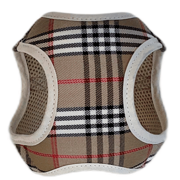 Peso para collar con diseño de tartán de cuadros en tonos beige, negro y rojo - Tienda online TodoMASKOTAS.