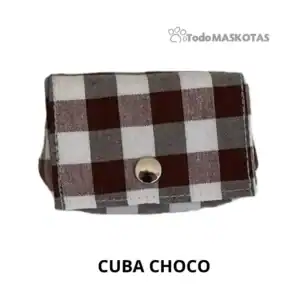 Cartera con estampado de cuadros marrón y blanco para mascotas, estilo Cubo Choco.