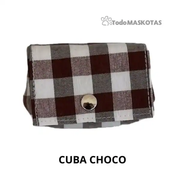 Cartera con estampado de cuadros marrón y blanco para mascotas, estilo Cubo Choco.