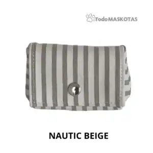 Náutico beige, peluche para mascotas, cojín con rayas en tonos neutros, ideal para perros y gatos.