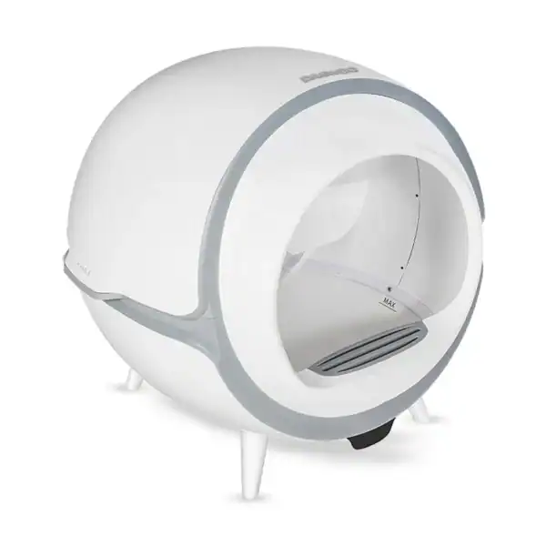 Cama de gatos futurista en diseño modernista para mascotas.