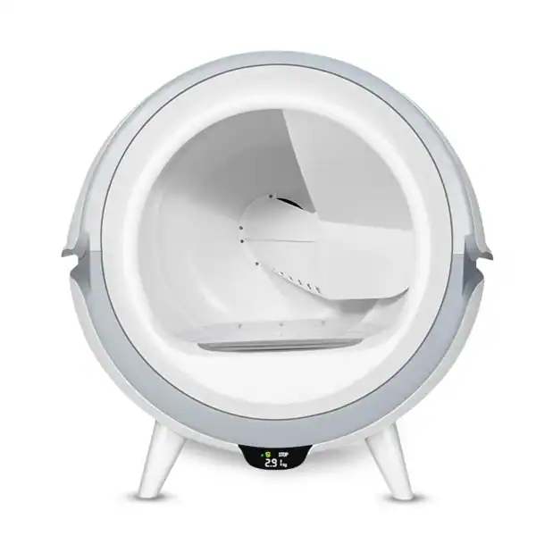 Calientador de cerámica para mascotas con control de temperatura y pantalla digital.