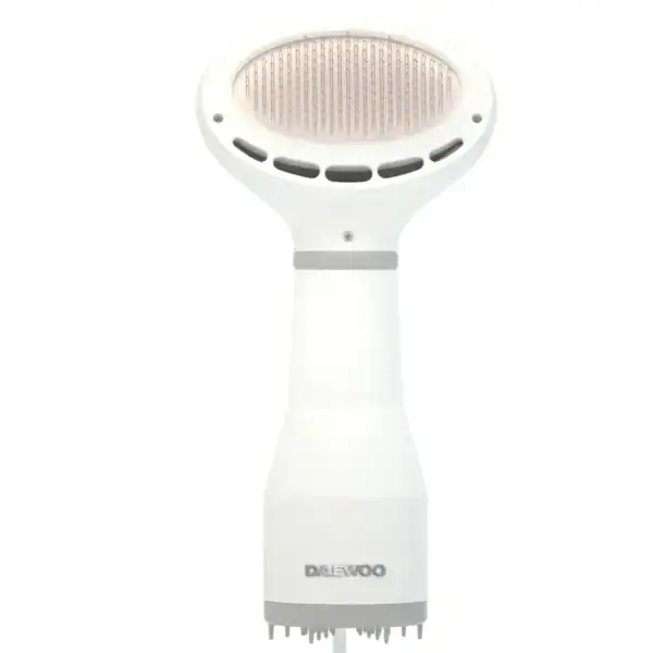 Alto texto: Cepillo de limpieza facial eléctrico en color blanco con diseño ergonómico.