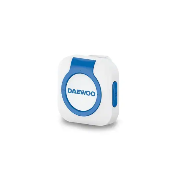 Daewoo robot de limpieza en color blanco y azul, compacto y eficiente.