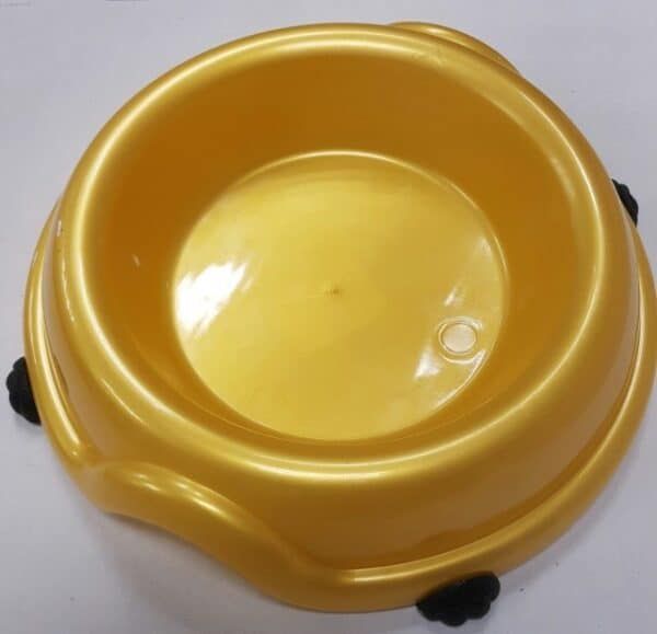 Taza de cerámica amarilla para mascota, comedero o bebedero para mascotas.