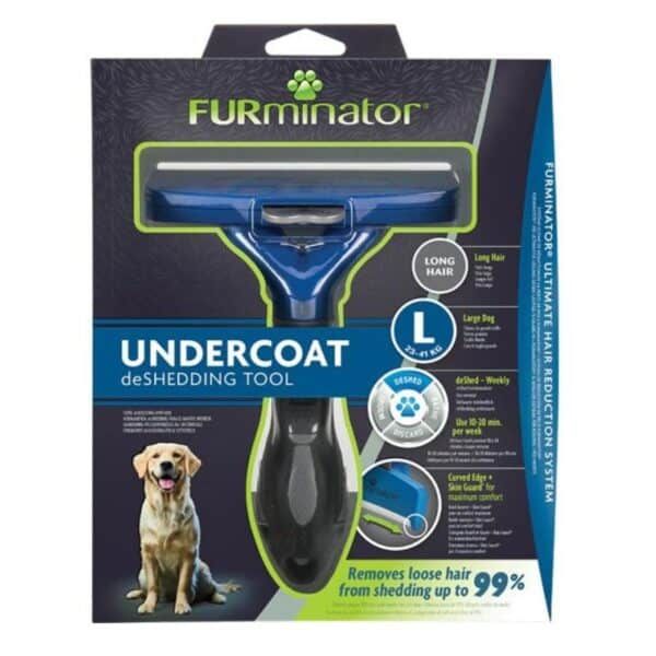 FURminator Undercoat deSHEDDING TOOL para perros de pelo largo y grueso, elimina pelo suelto y reduce la caída.