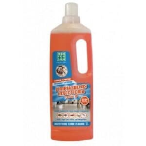 Limpiasuelos insecticida, desinfectante para suelos y superficies, botella de 1 litro.