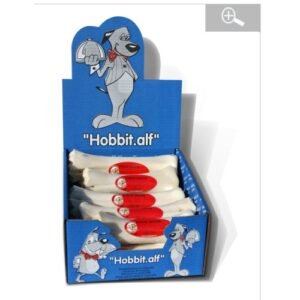 Muñecos de semen con personajes de Hobbit en caja de exhibición, temática de juguetes y souvenirs, para coleccionistas y fans de la saga.