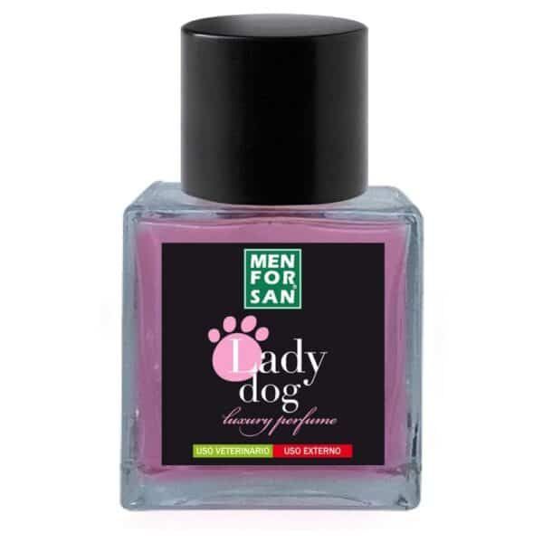 Perfume para perro Lady Dog de Menforsan, fragancia para mascotas, producto veterinario y uso externo.