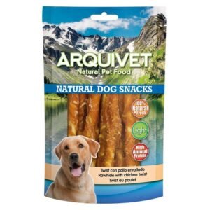 ArquiVet snacks naturales para perros, twist con pollo enrollado, 100% natural y alto en proteína.