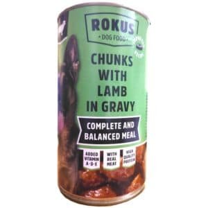 Rokos comida para perros, chks con cordero en salsa, alimentación equilibrada y completa.