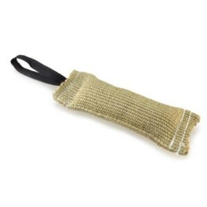 Cuerda de entrenamiento para mascotas de esparto con asa negra.