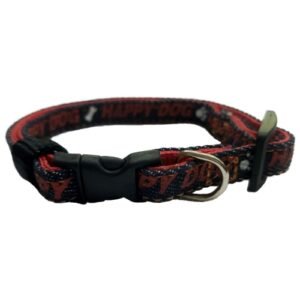 Collar para perros con diseño de "Hippidog" en colores rojo y negro.