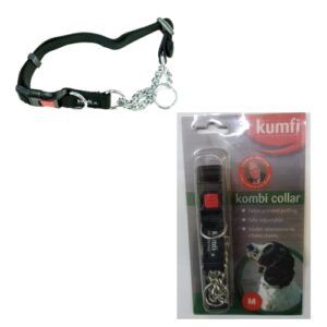 Collar anti tira para perros con cadena y clip de seguridad.