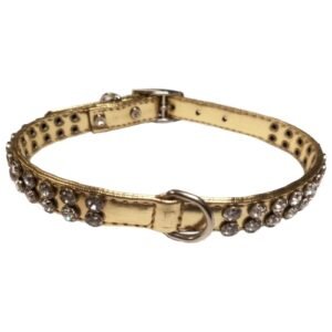Collar para mascotas con cristales y hebilla ajustable, ideal para perros y gatos elegantes.