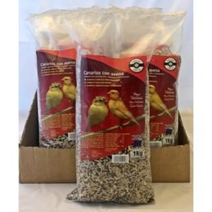 Canarios con avena, pienso natural para aves, alimento para mascotas, paquete de 1 kg.