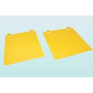 Placas de señalización amarillas para mascotas y seguridad.