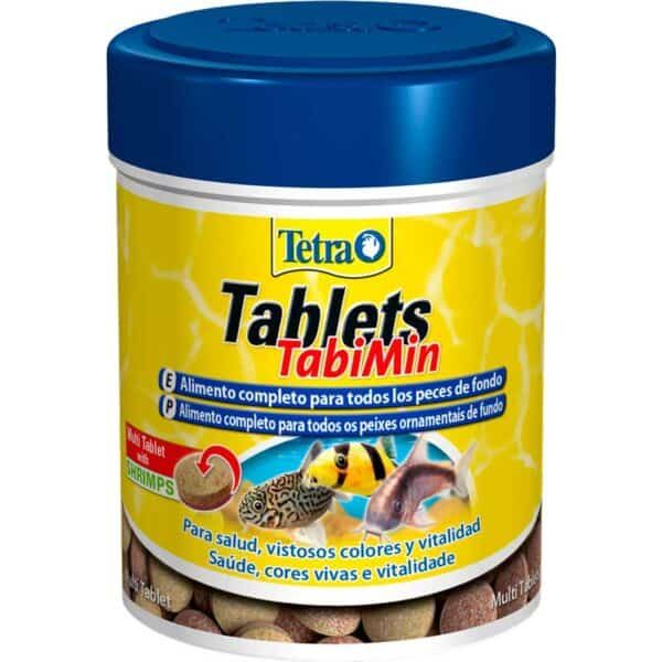 Alimento completo para peces ornamentales y acuarios, tabletas Tetra Tahlets Tabimin.