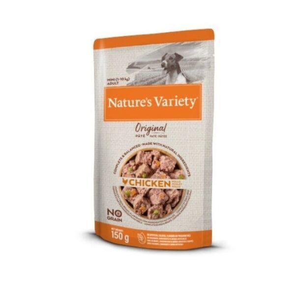 Alta en proteínas para perros, comida húmeda natural sin grano, pollo, 150g.