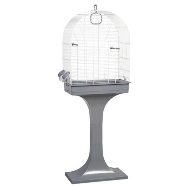 Varilla y base para jaula de pájaros, estructura de metal gris para mascotas.