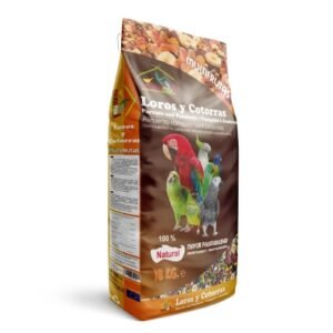 Loros y Cotorras comida natural para aves con fruta y semillas, 100% saludable.