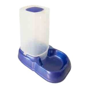 Depósito de agua para mascotas con base antideslizante y dispensador de alimentación automática.