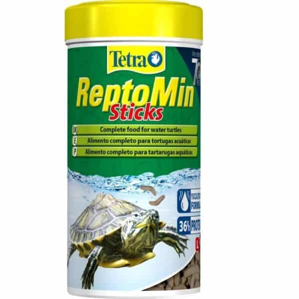 Reptomin sticks para tortugas acuáticas, alimentación completa para aguas dulces y marinas.