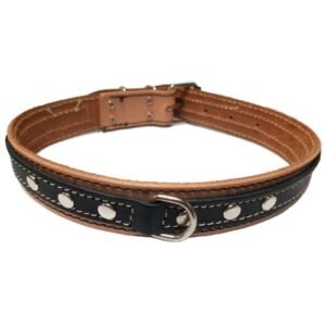 Correa para mascotas de cuero con pinchos y diseño elegante para perros y gatos.