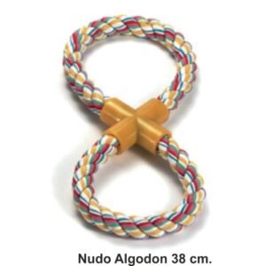 Cuerda de perro de algodón de 38 cm con tapa de goma multicolor.