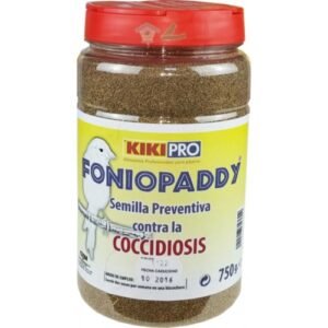 Semillas preventivas para mascotas contra la coccidiosis, envase de 750g, producto para salud animal.