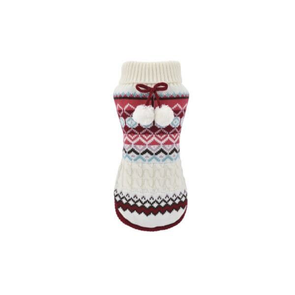 Guantes navideños con diseño de punto y pompón, ideales para decorar en Navidad.