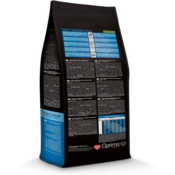 Alto text: Comida para perros cachorro pollo y arroz, peso 2 kg, fórmula equilibrada.