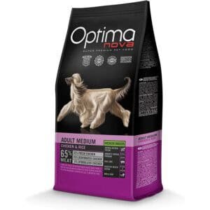 Optima nova pienso para perros adult medium pollo y arroz, bag de 12 kg.