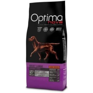 Optima Nova pienso para perros adultos grandes, pollo y arroz, 65% carne, tamaño grande, salud digestiva y sistema inmunológico.